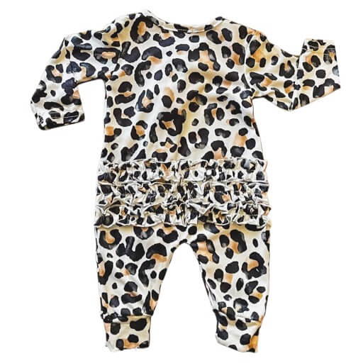 Baby Girl White Leopard Jumpsuit Sassy Jo s Babies and Bows Sassy Jo s Babies and Bows