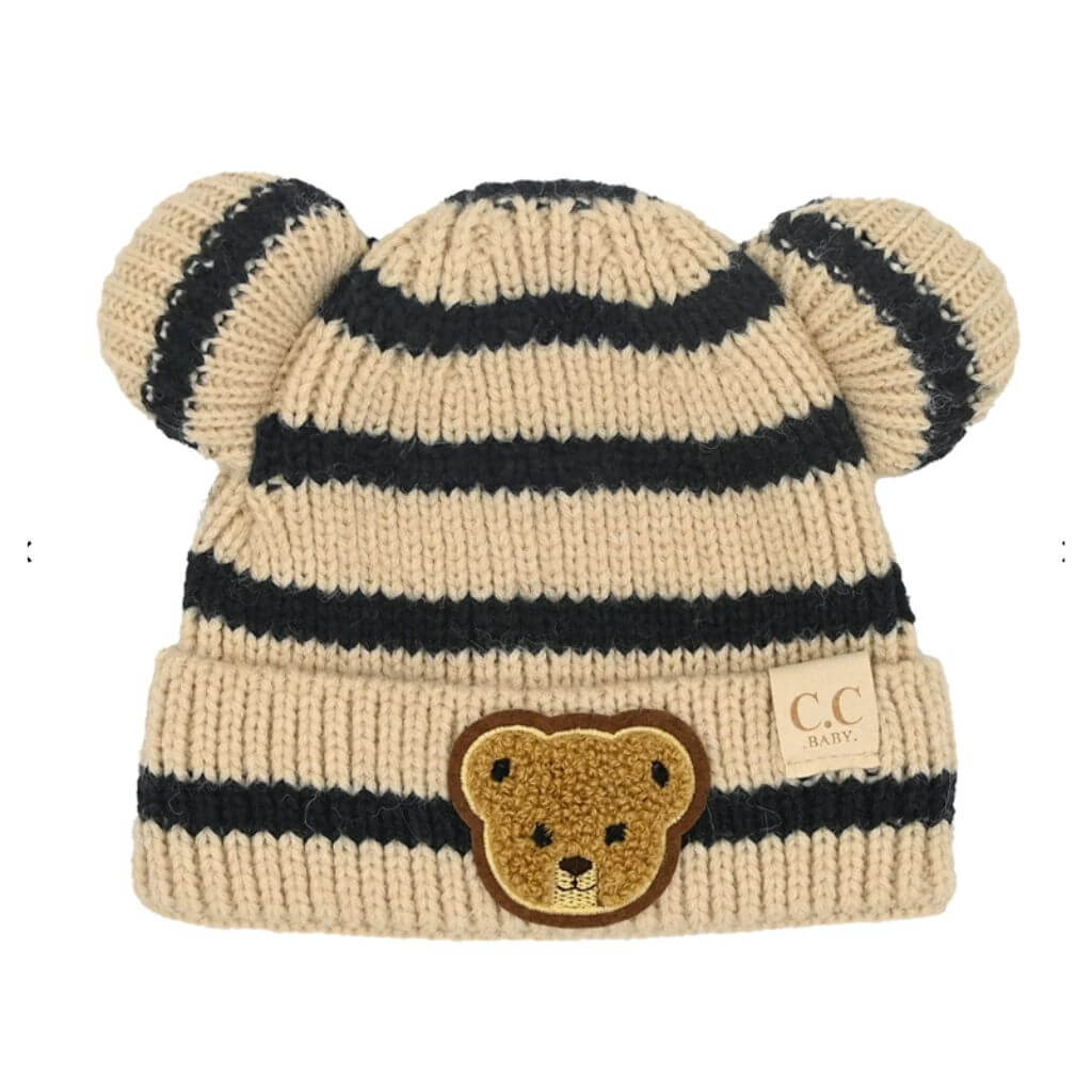 Baby C.C. Striped Teddy Bear Beanie