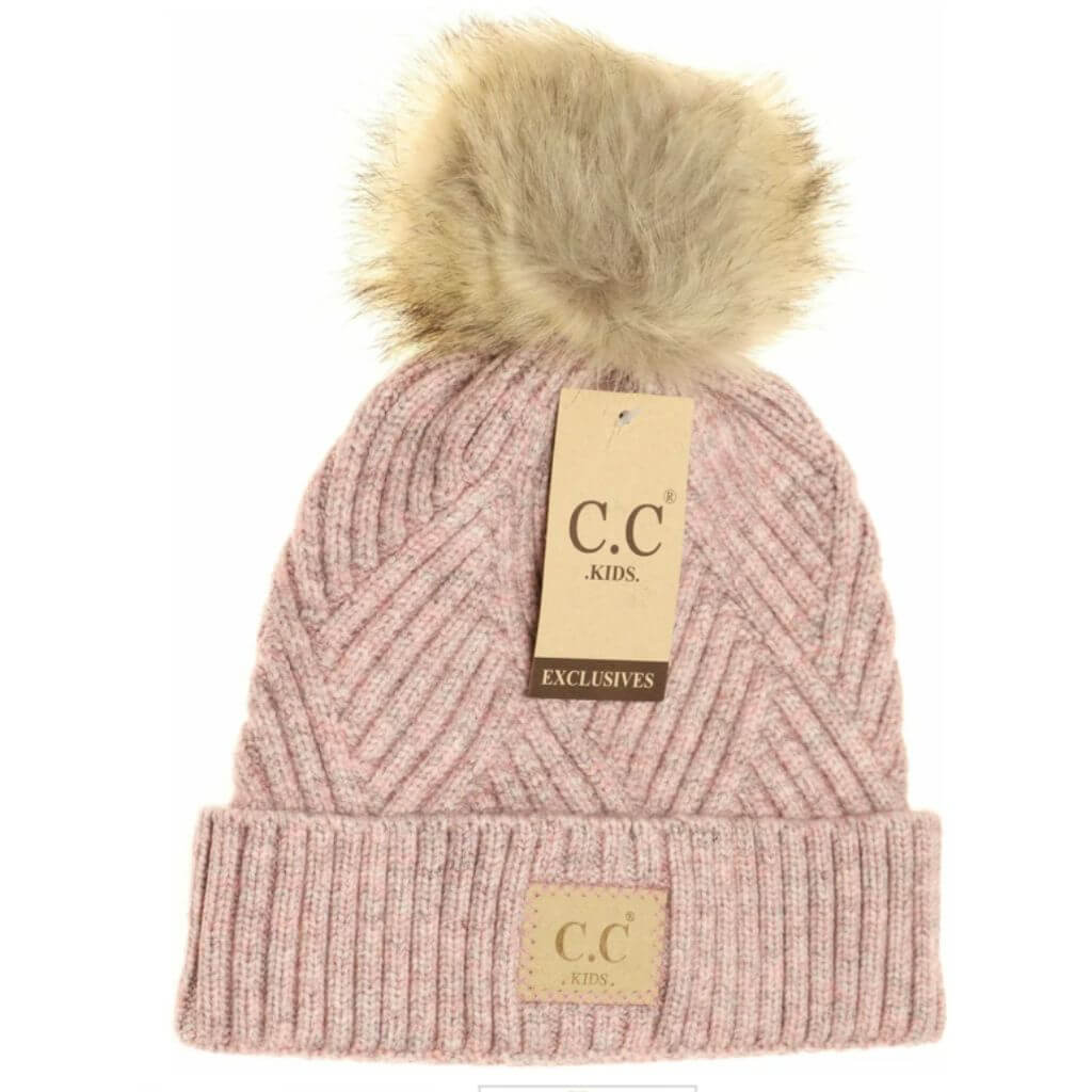 Kid's C.C. Heathered Fur Pom