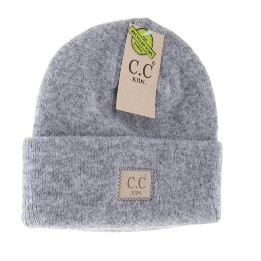 KIDS CC Soft Ribbed Leather Pom Beanie