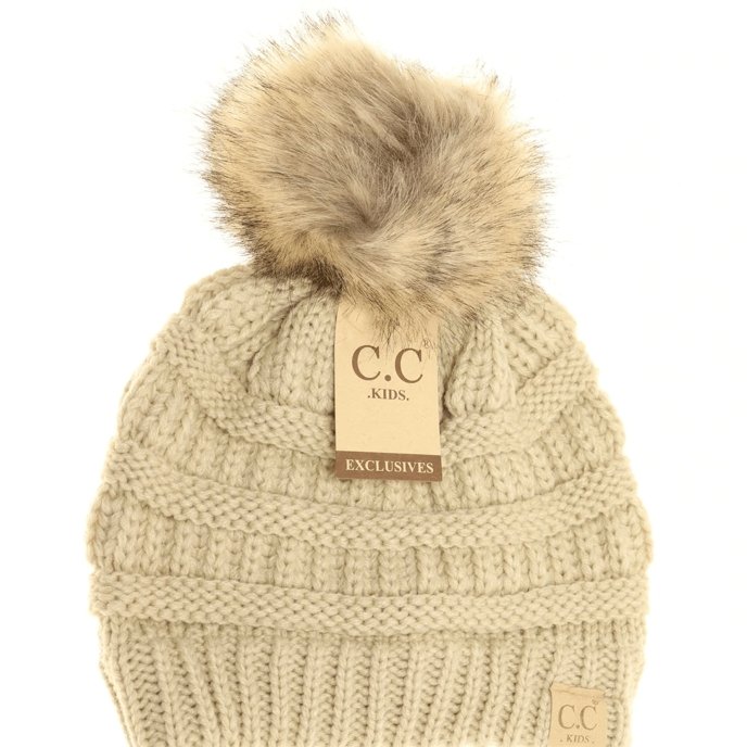 Kids C.C. Fur Pom Beanie