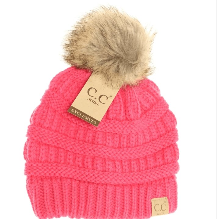 Kids C.C. Fur Pom Beanie