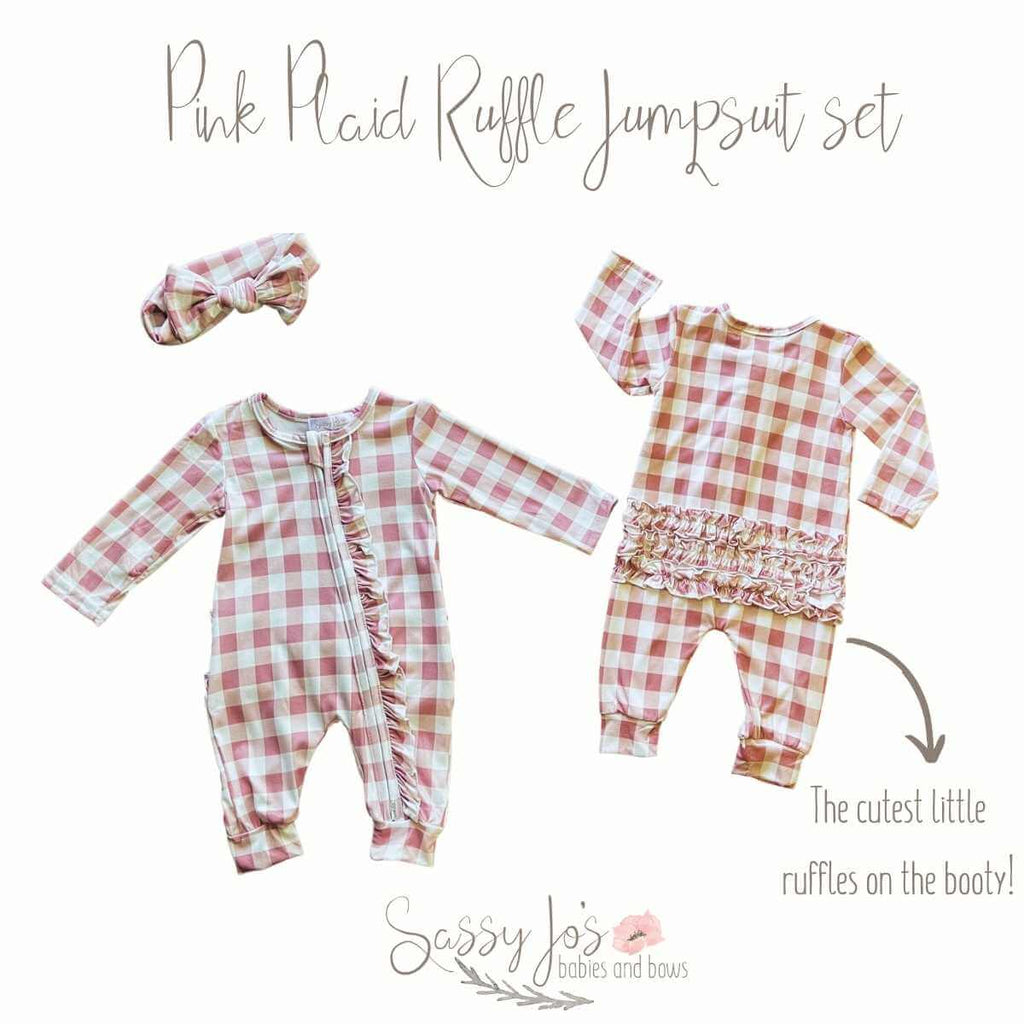 Pink Plaid Baby Girl Gift Set