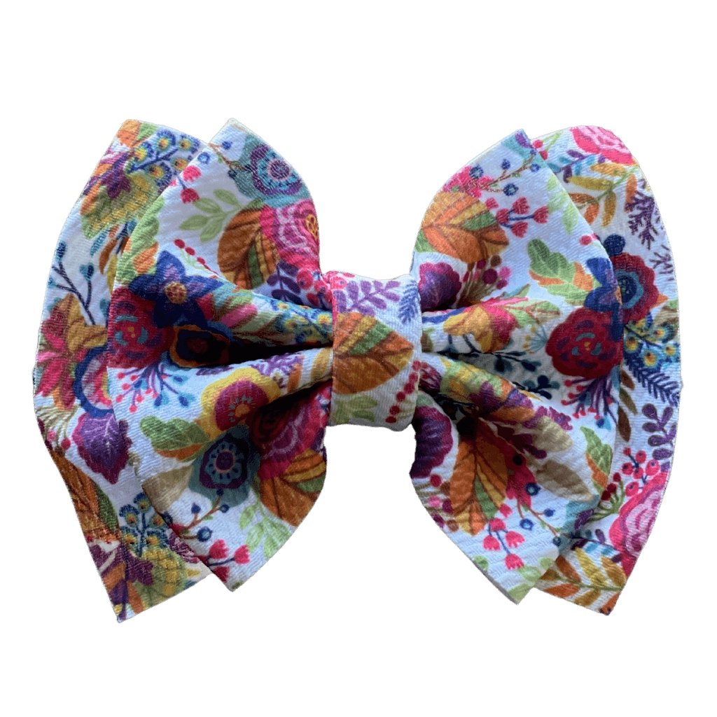 Printed Bullet Fabric Hair Bow Clip