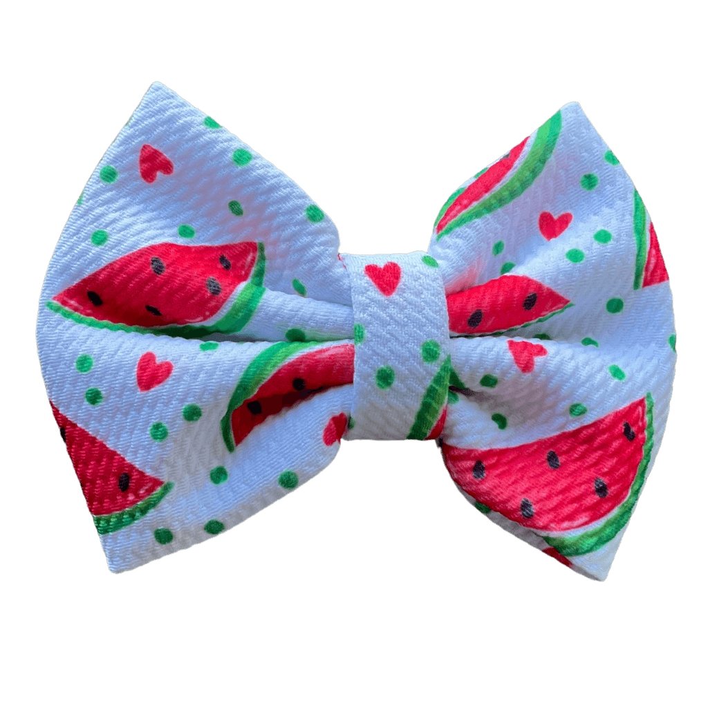 Printed Bullet Fabric Hair Bow Clip