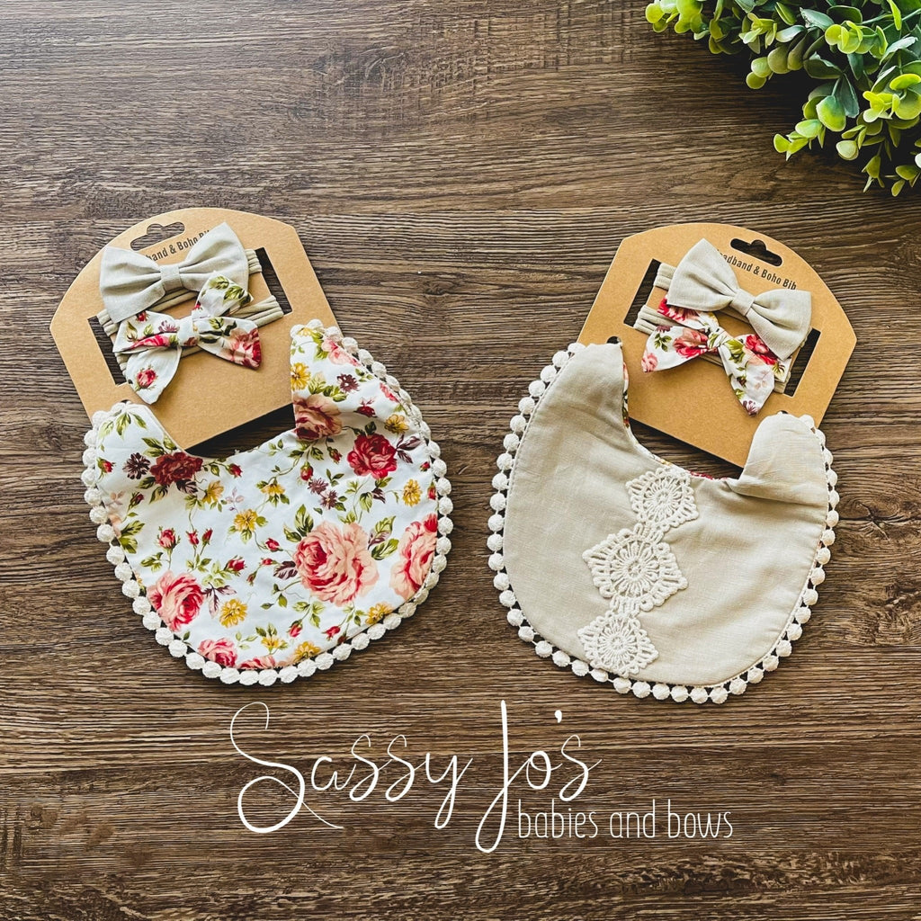 Reversible Bib & Headband Set