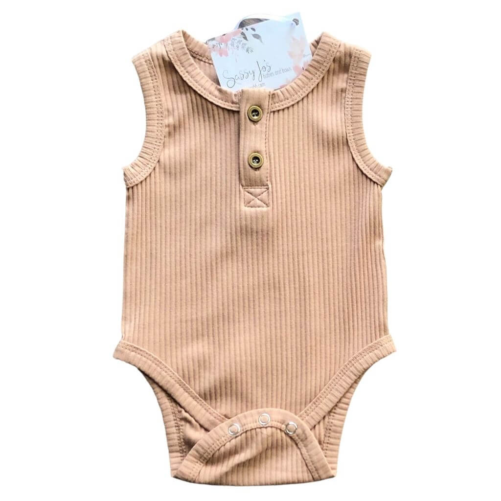 Ribbed Henley Sleeveless Bodysuits