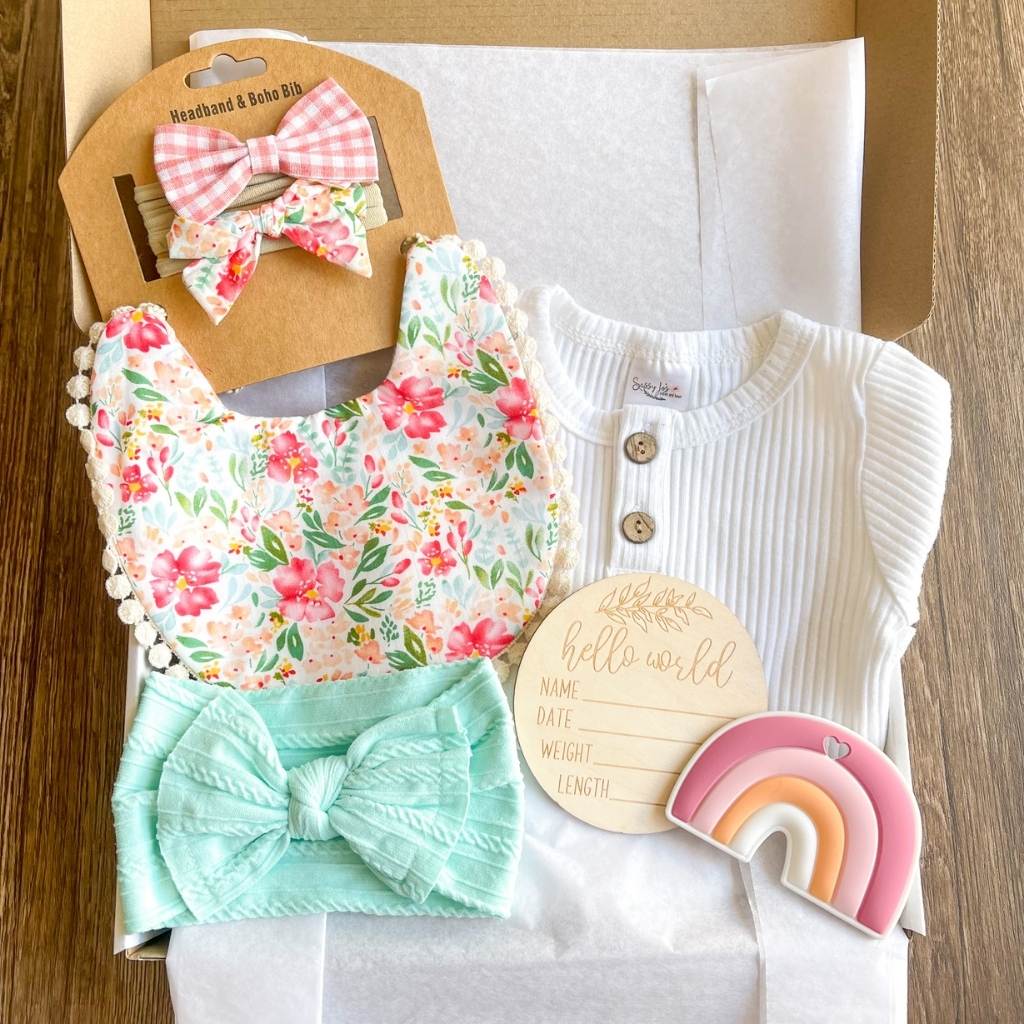 Vibrant Spring Pink Bib Gift Box - White Henley